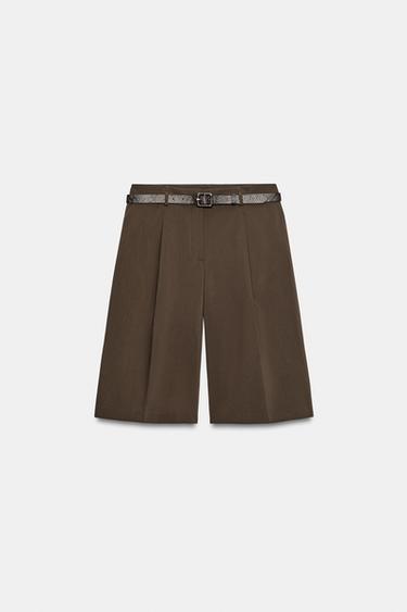 BERMUDAS CINTURÓN - Marrón de Zara