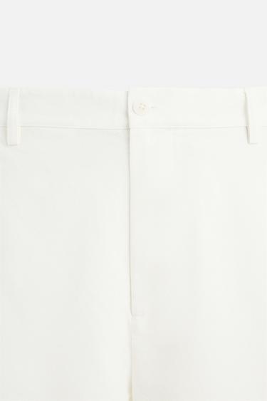 COTTON STRAIGHT-LEG TROUSERS - Oyster-white by Zara - Image 7