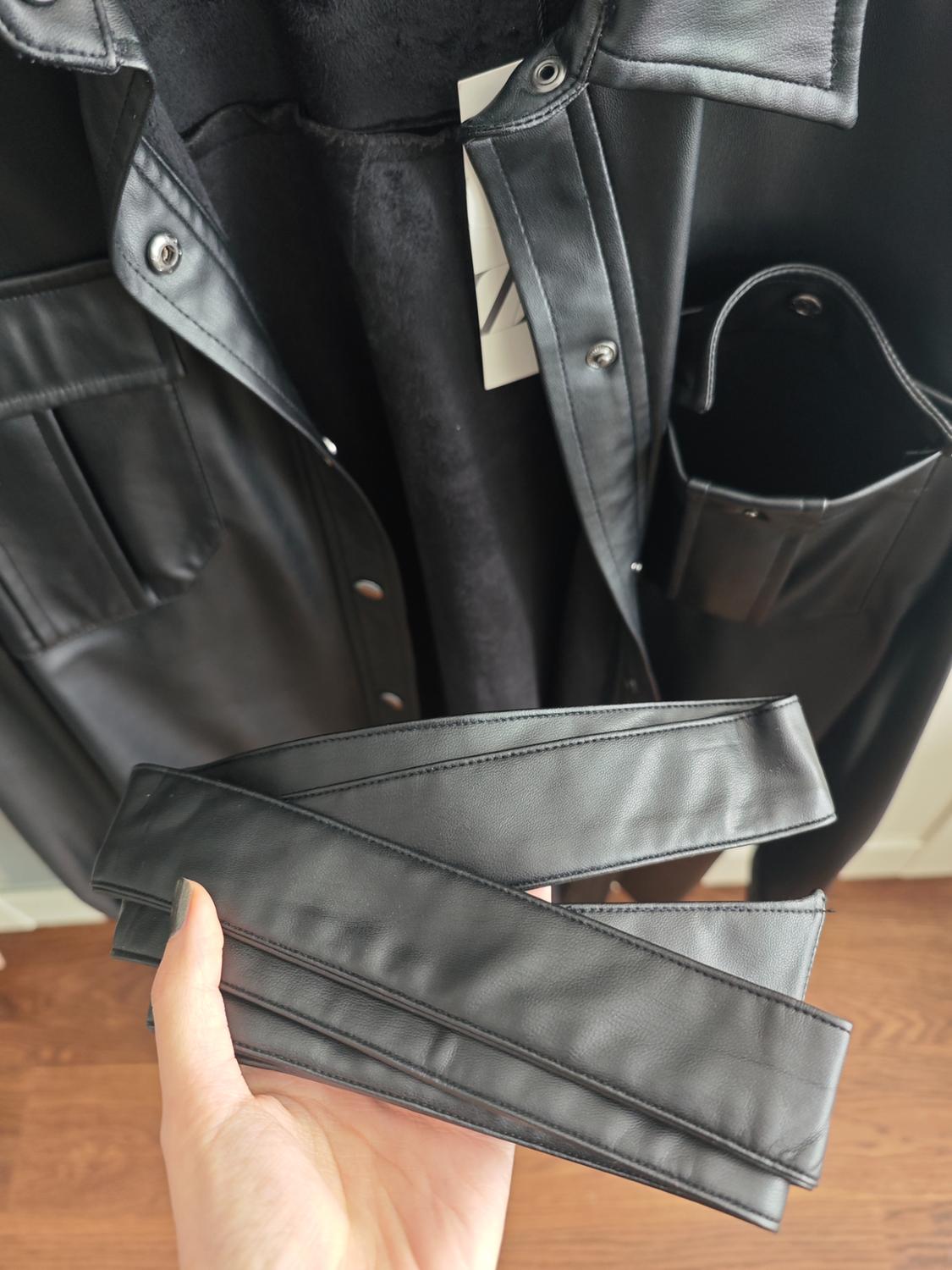 FAUX LEATHER LONG OVERSHIRT - Image 4