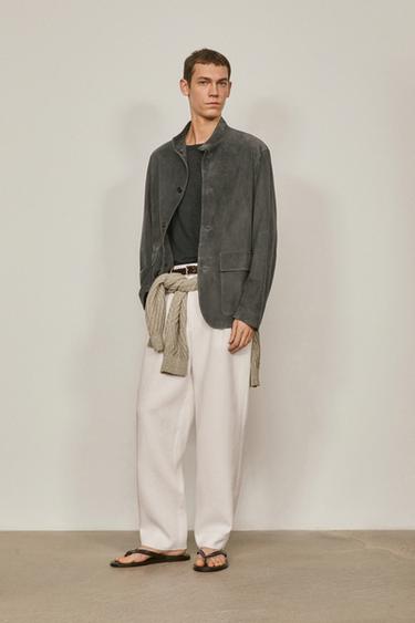 Zara Suede leather band collar overshirt - Limited Edition - Anthracite grey - Image 0