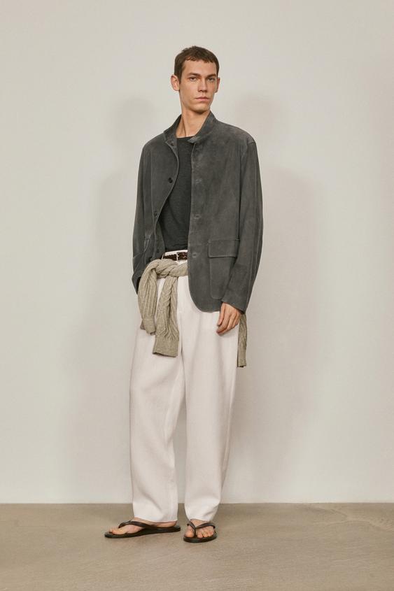 Suede leather overshirt with stand collar - LIMITED EDITION from Zara - $690