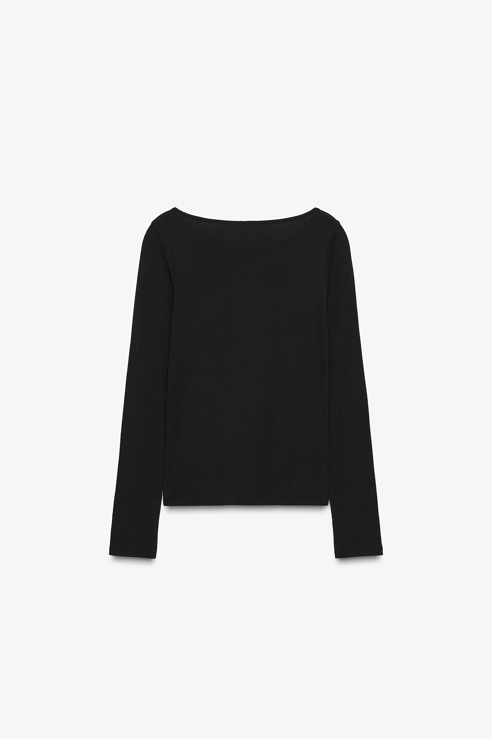 COTTON BOAT NECK T-SHIRT - Red | ZARA United States