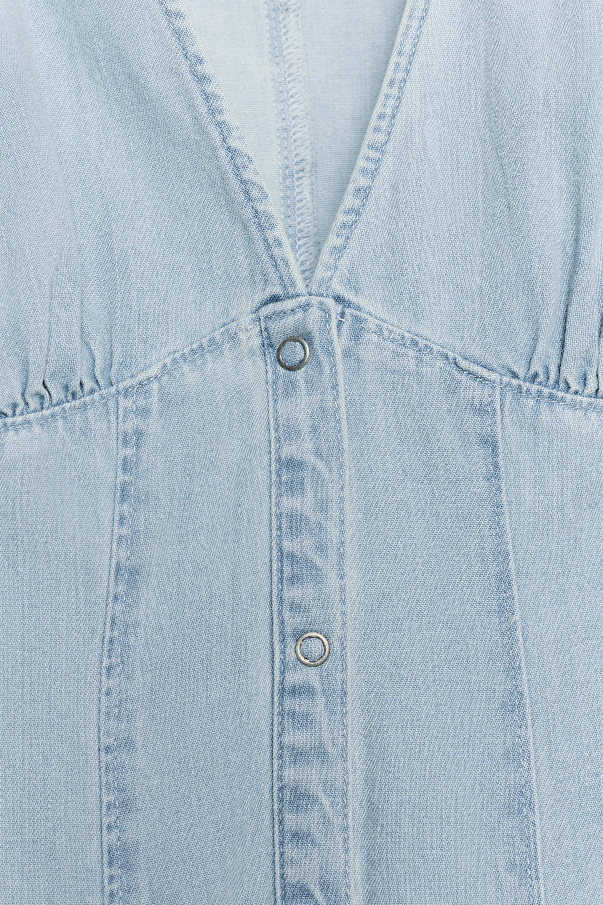 TRF DENIM MINI DRESS - Blue | ZARA United States TRF DENIM MINI DRESS - Blue | ZARA United States