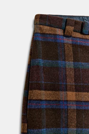 CHECK WOOL TROUSERS - Burgundy by Zara - Image 4