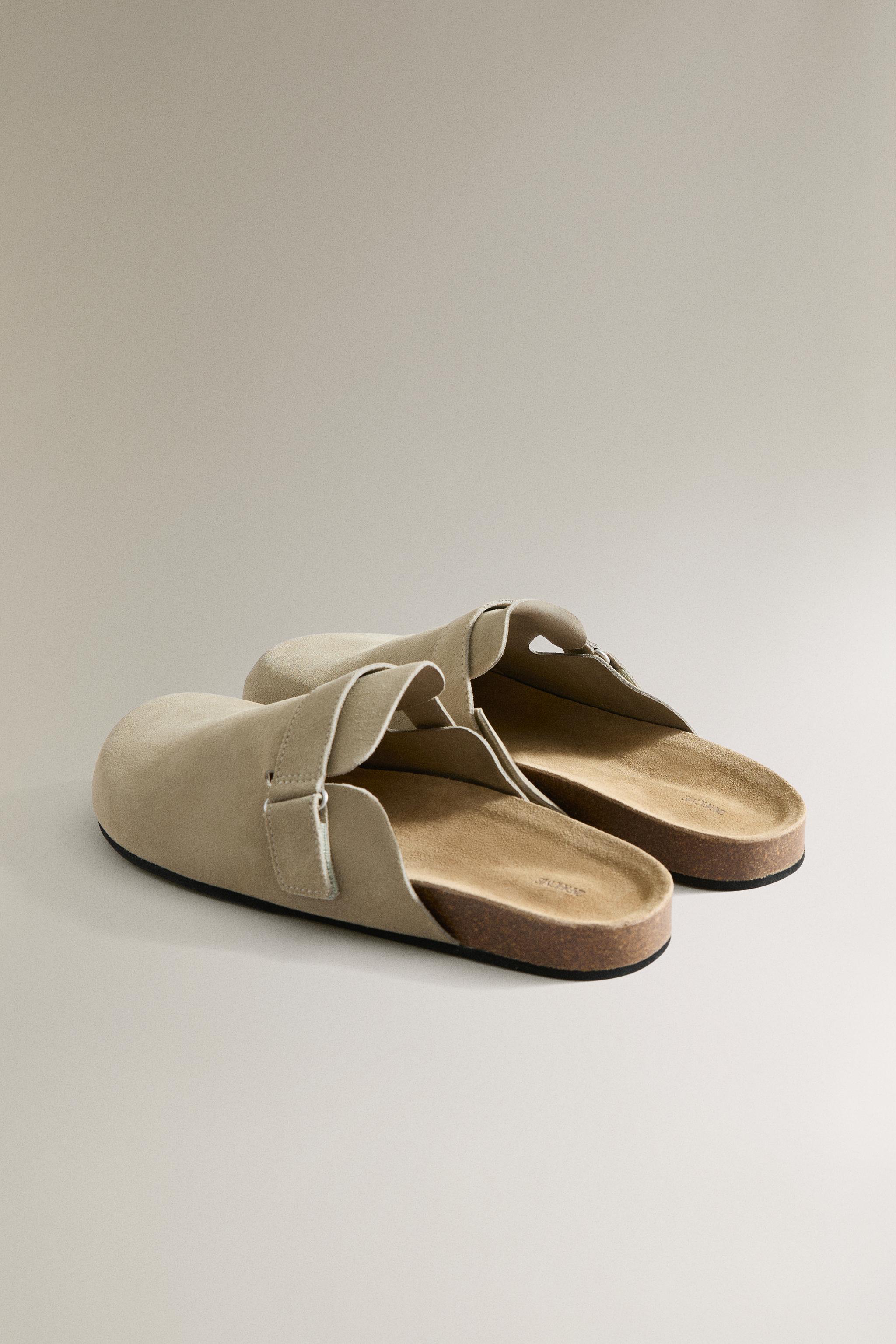 LEATHER MULE CLOGS WITH STRAP