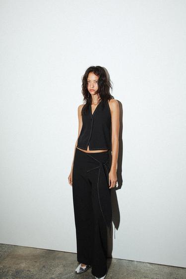Zara 縫線細節背心上衣 - 黑色 - 圖片 0