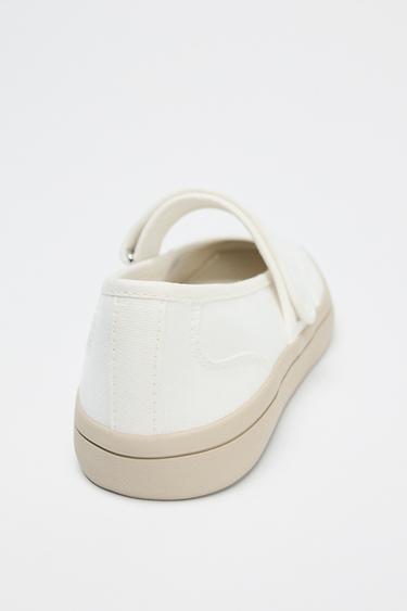 FABRIC STRAPPY BALLERINAS - White by Zara - Image 6
