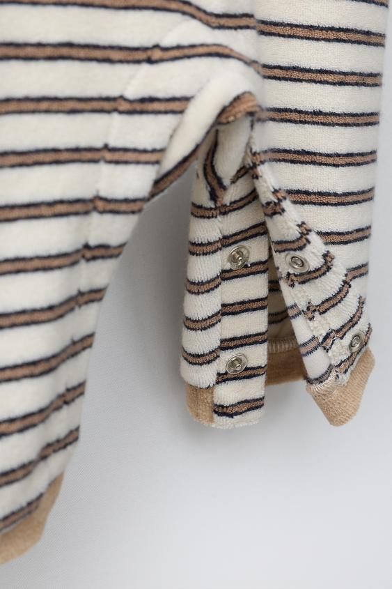 COMBINAISON À RAYURES ET BRODERIE OURS EFFET ÉPONGE - Marron de Zara - Image 3