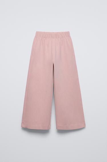 Zara BASIC WIDE LEG PANTS - Chalk pink