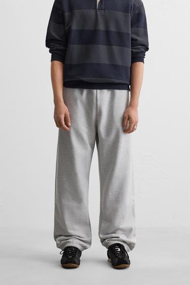Zara RELAXED FIT JOGGER PANTS - Gray marl