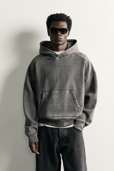 SUDADERA CAPUCHA LAVADA - Grisáceo de Zara