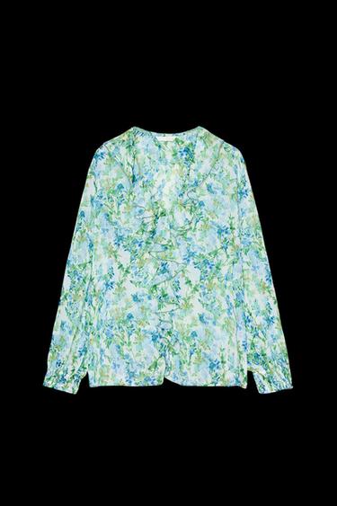 RUFFLED FLORAL PRINT SHIRT - Multicoloured by Zara - Image 0