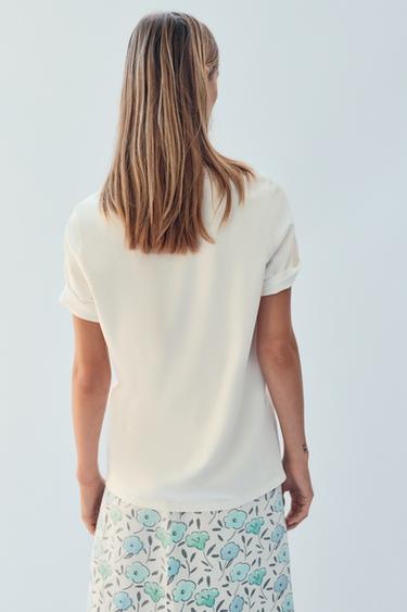 LIMITED EDITION EMBROIDERED FRONT T-SHIRT - Ecru by Zara - Image 2