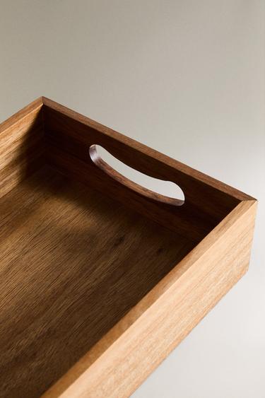 ACACIA WOOD TRAY WITH HANDLES - Brown by Zara - Image 2
