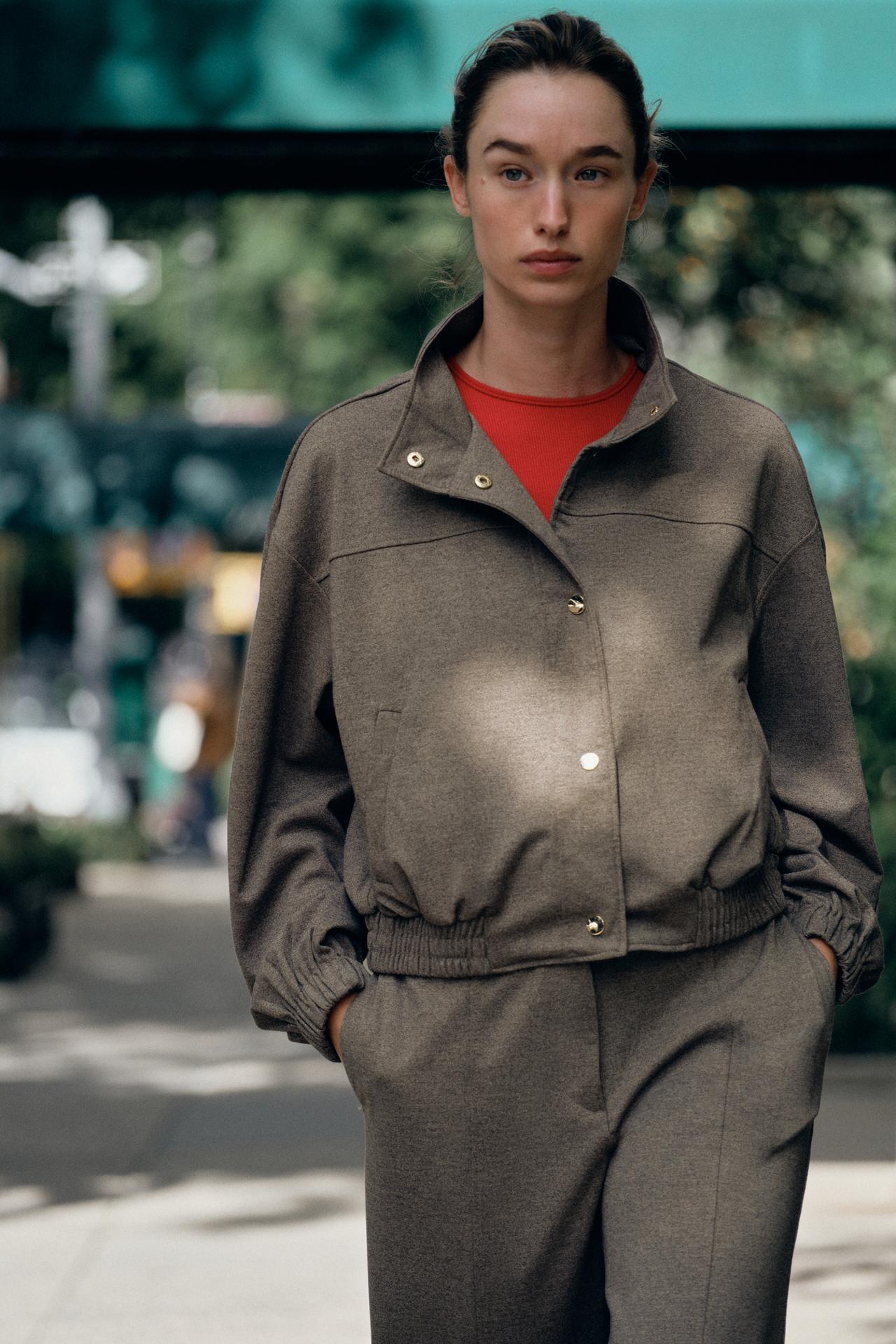 SOFT BOMBER JACKET — Light brown
