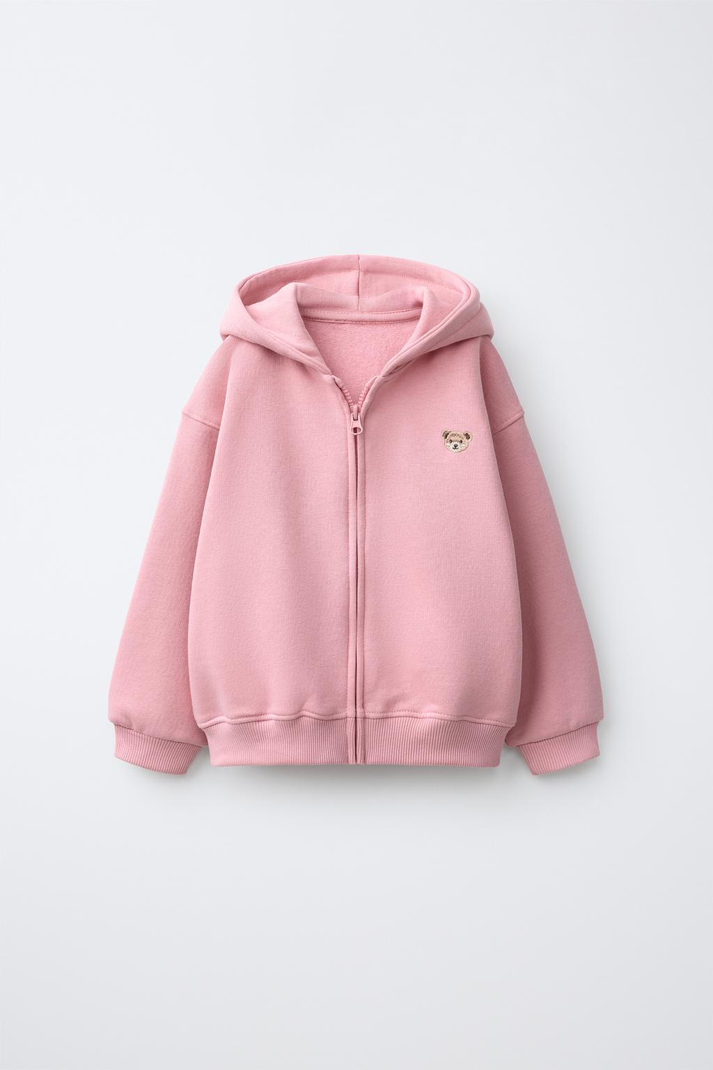EMBROIDERED BEAR ZIP-UP HOODIE