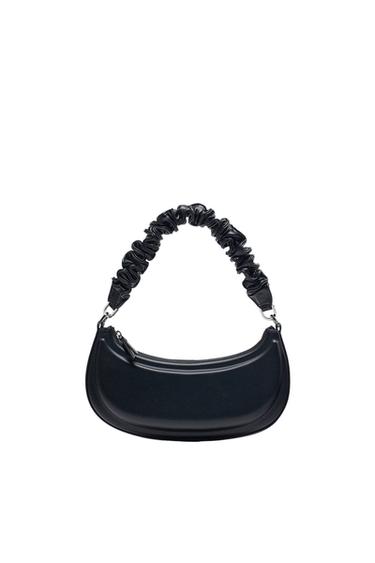 HALF MOON RUCHED STRAP SHOULDER BAG