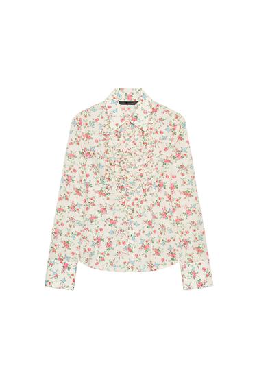 CAMISA ESTAMPADO FLORES VOLANTES - único de Zara