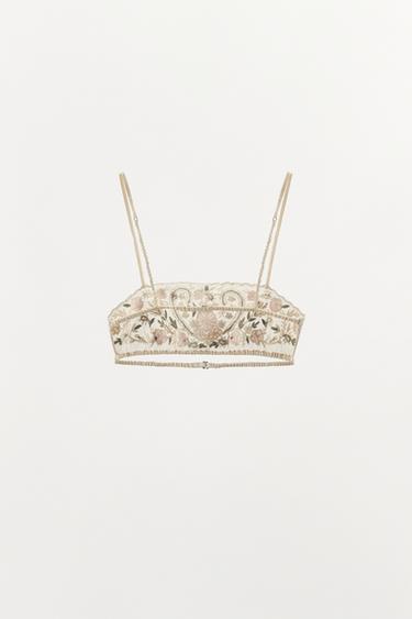 SOUTIEN-GORGE TULLE BRODERIES FANTAISIE - Écru de Zara - Image 3