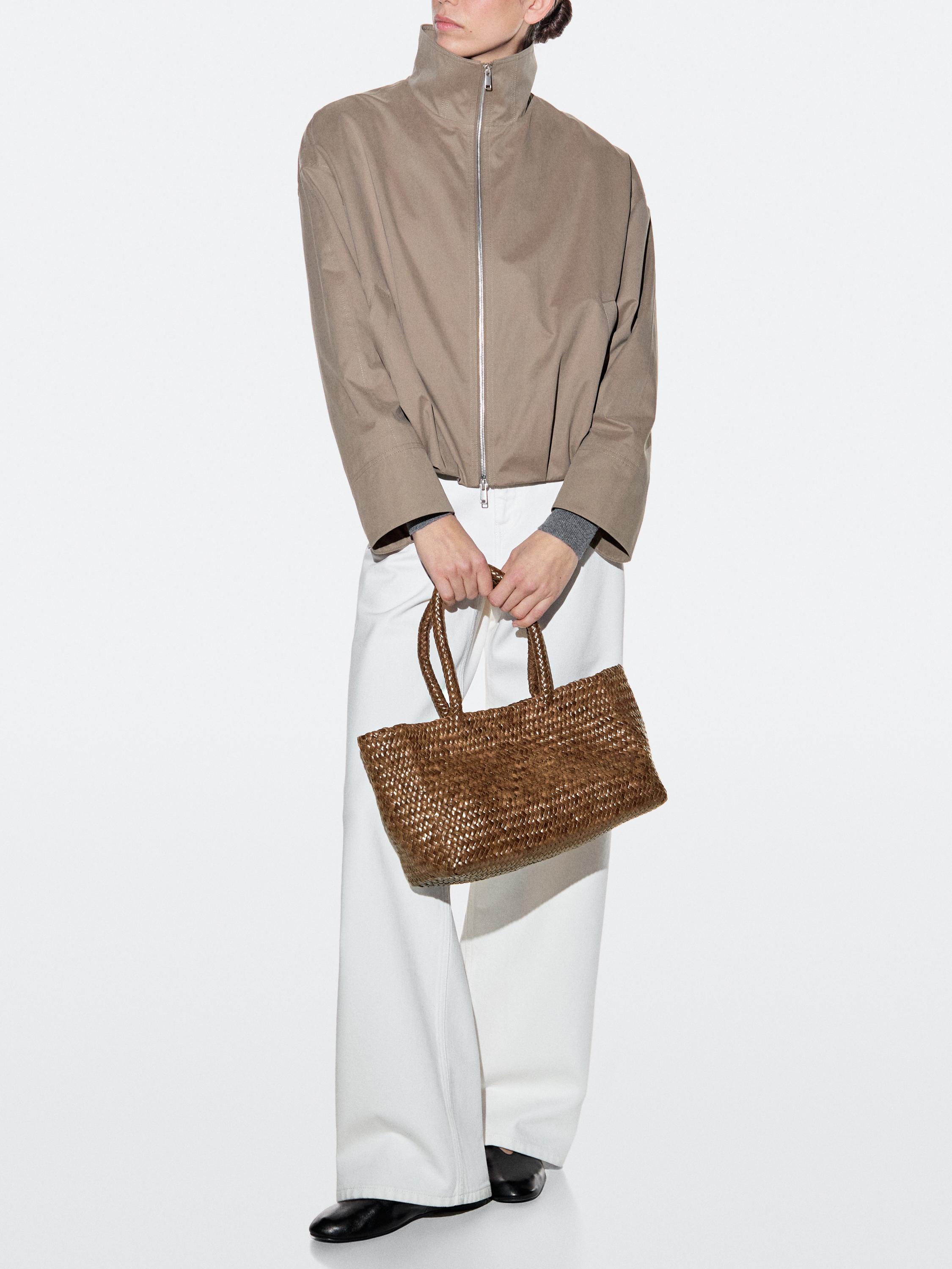 Tote bag tressé en cuir nappa
