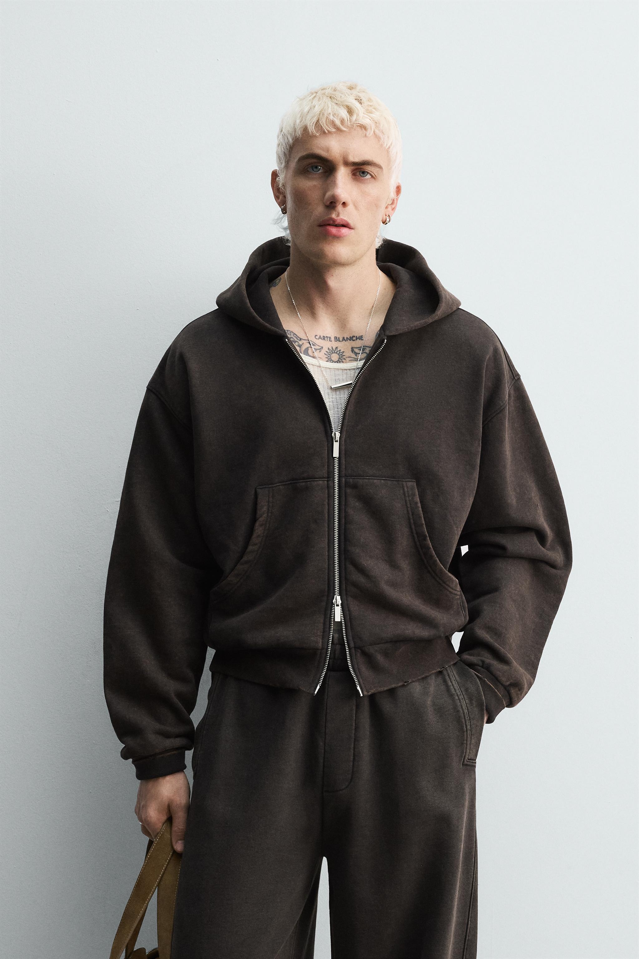 ② ZARAメンズ上下セットアップ　ジップアップパーカーフーディL パンツL黒 org.jpg