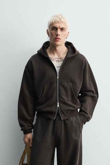 CROPPED FIT HOODIE - Brown by Zara