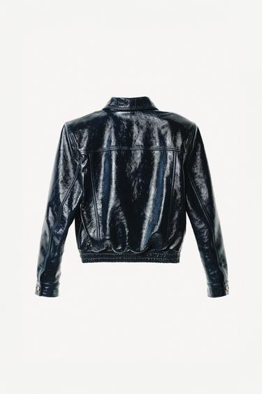 LEATHER JACKET WITH SHOULDER PADS WILLY CHAVARRIA X ZARA - Petrol blue by Zara - Image 4