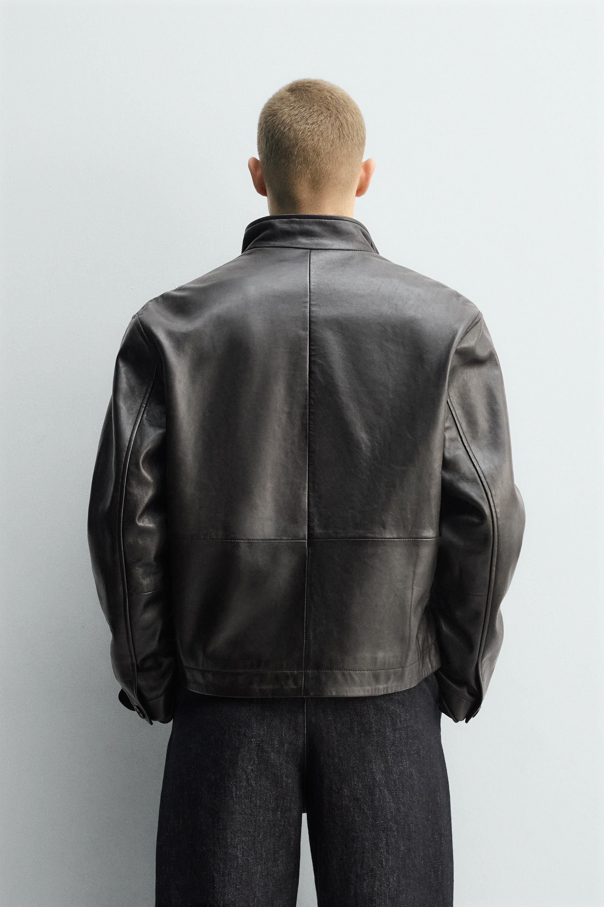 RELAXED FIT LEATHER JACKET - Black | ZARA South Africa