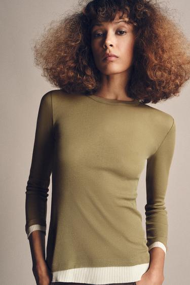 CAMISETA DOBLE ALGODÓN SUPIMA® - Khaki de Zara