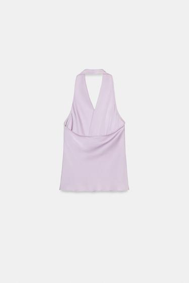 TOP HALTER SATINÉ - Mauve clair de Zara - Image 5