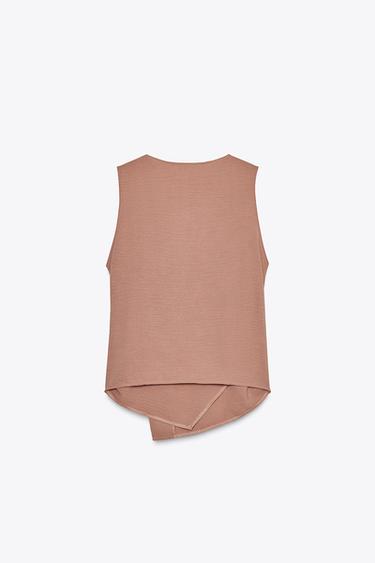 CROSSOVER FLOWING WAISTCOAT TOP - Brown by Zara - Image 2
