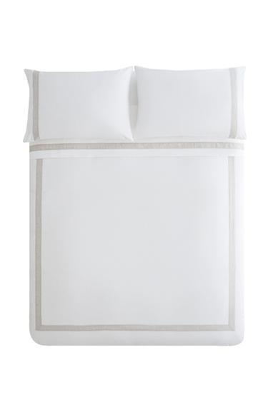 HOUSSE DE COUETTE COTON BORDURE LIN - Blanc de Zara