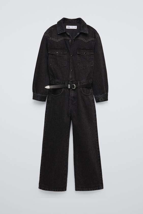 LONG DENIM JUMPSUIT - Black | ZARA United States