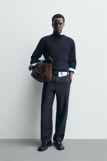 Zara 100% 羊毛直筒長褲 - 海藍色 - 圖片 0