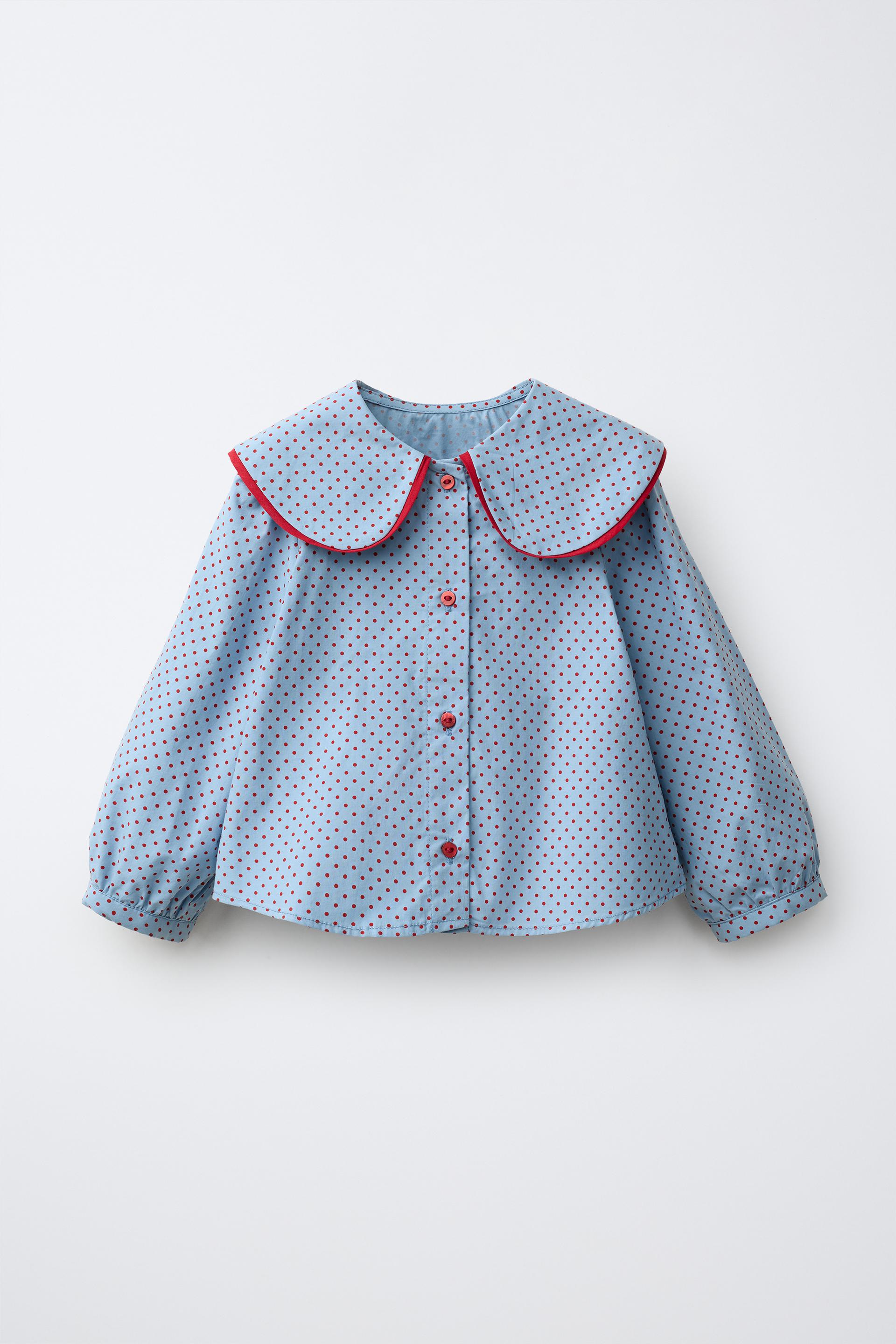 Polka Dot Peter Pan Collar Shirt