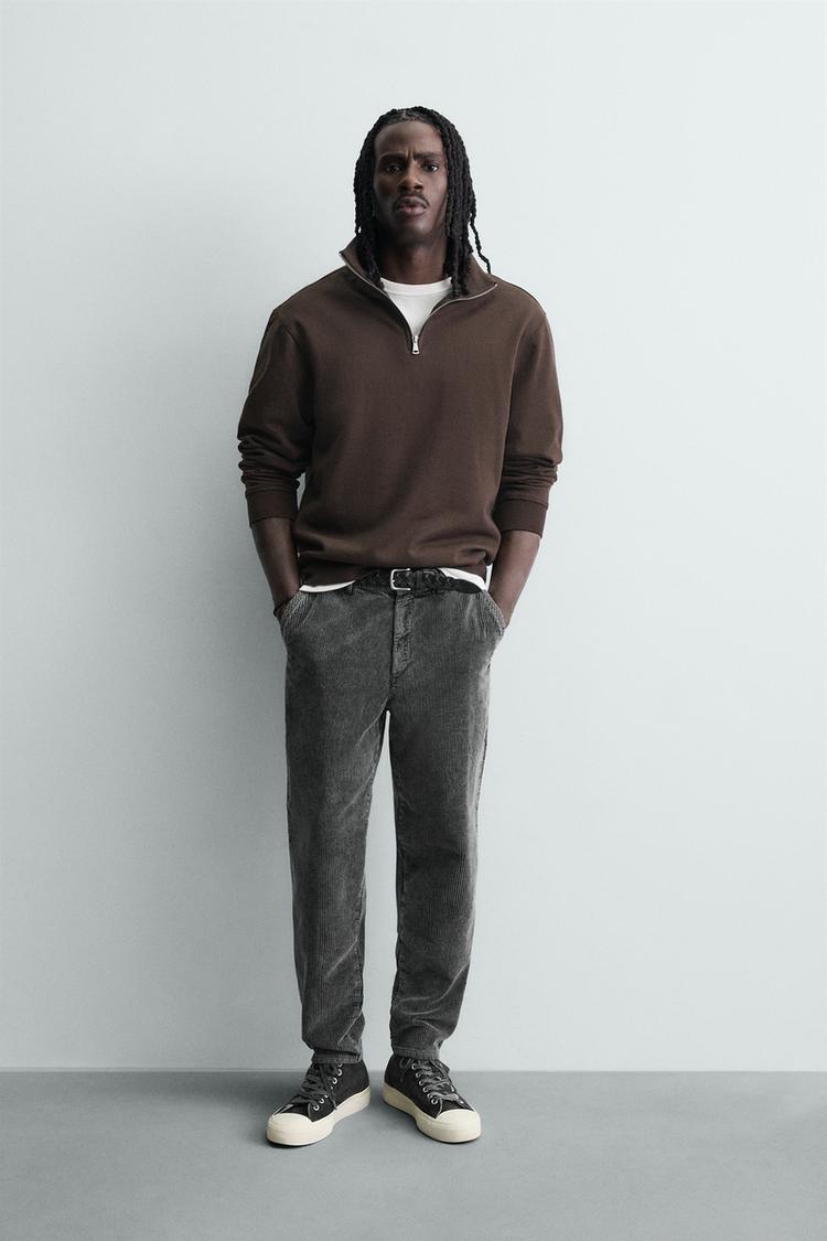 ZARA CARROT FIT CORDUROY TROUSERS
