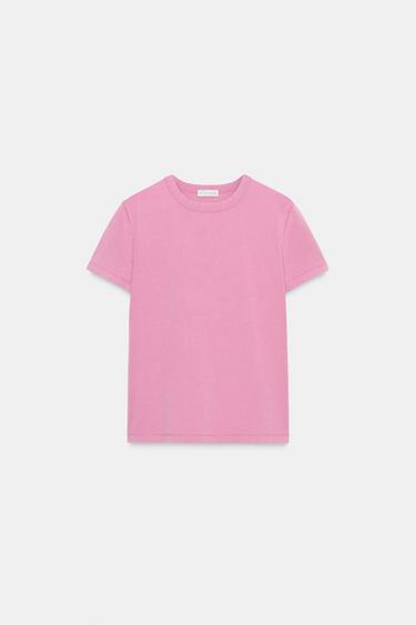 CAMISETA INTERLOCK MANGA CORTA - Rosa tiza de Zara