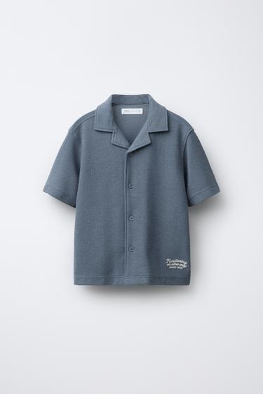 CAMISA TEJIDO TOALLA  - Azul de Zara - Imagen 0