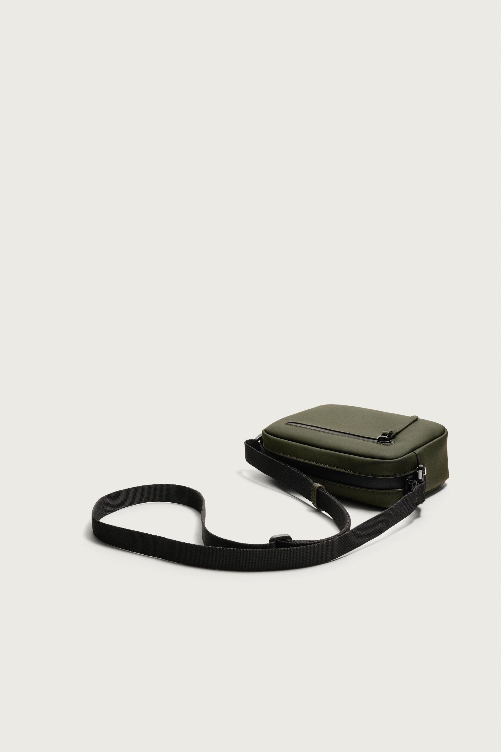 RUBBERIZED CROSSBODY BAG — Khaki Green