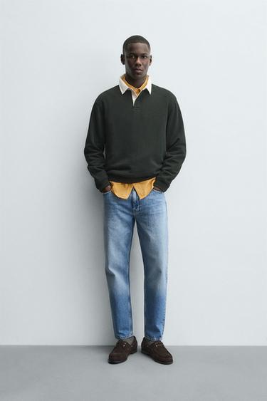 CONTRAST COLLAR POLO SWEATSHIRT - Dark green by Zara