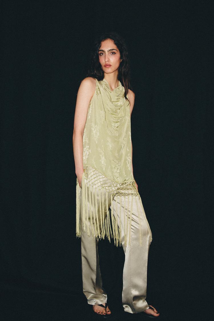 Top de punto con flecos jacquard ZW Collection 7