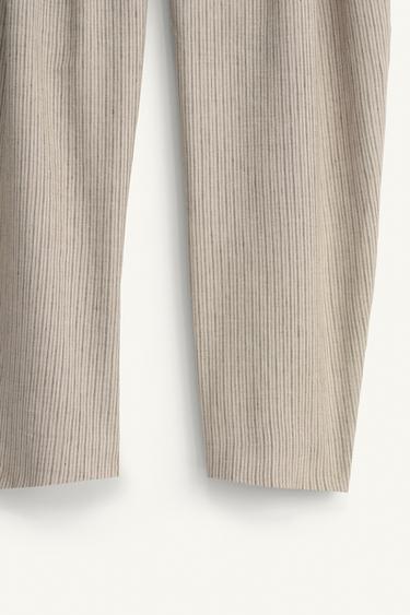 LIMITED EDITION STRIPED LINEN BLEND TROUSERS - striped by Zara - Image 9