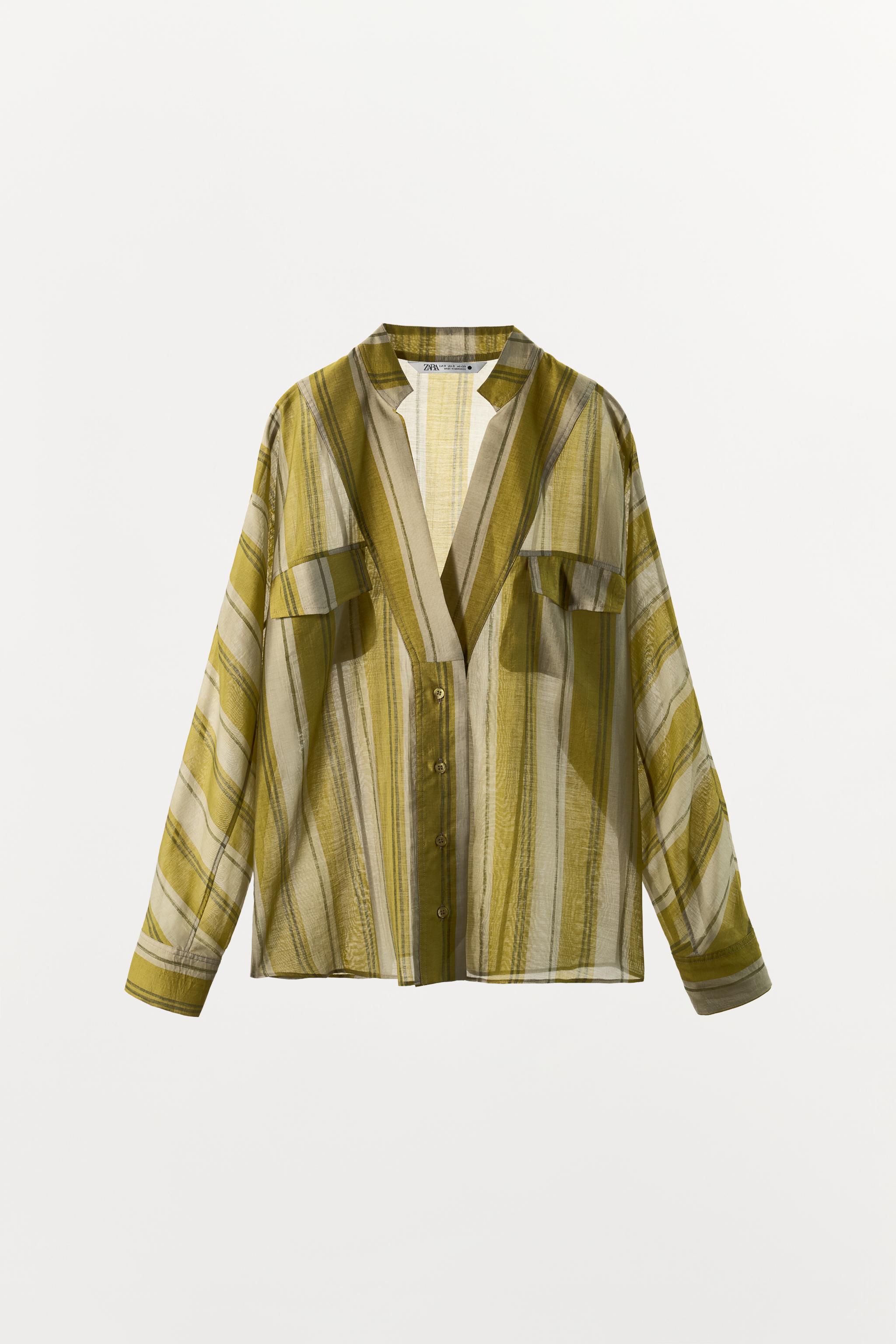 Zara ZW COLLECTION ÇİZGİLİ GÖMLEK görsel 5