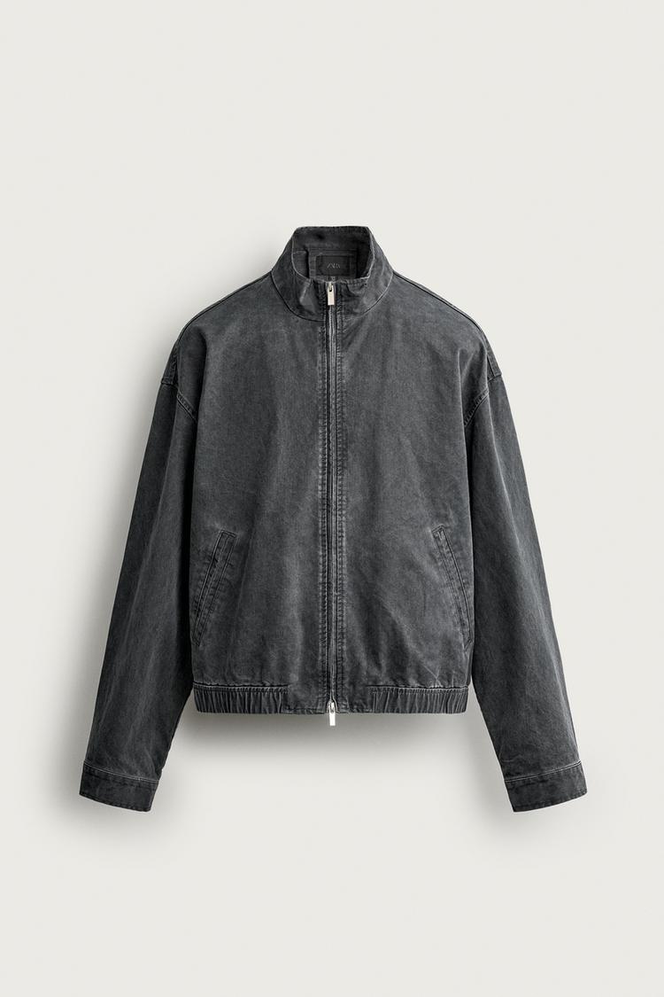 WASHED EFFECT CROPPED FIT JACKET