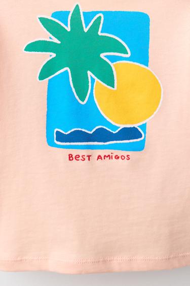PALM TREE PRINT T-SHIRT - Peach by Zara - Image 3