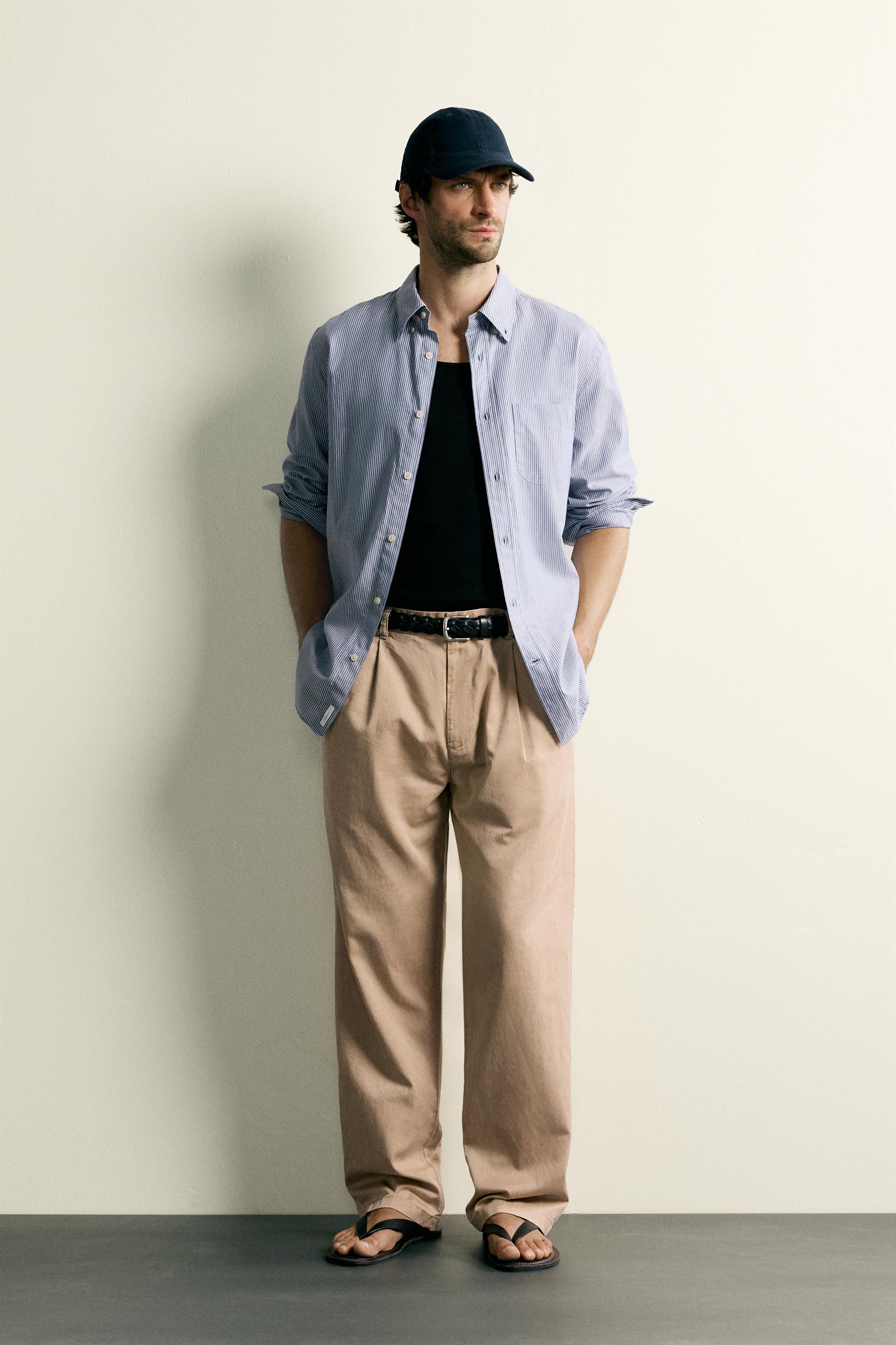 PANTALON CHINO DÉCONTRACTÉ À PLIS