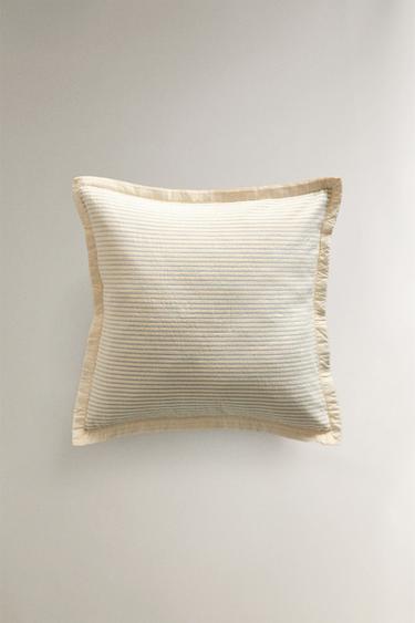 STRIPED METALLIC THREAD CUSHION COVER FOR BEDSPREADS - Blue by Zara