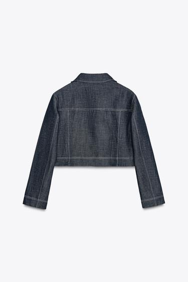 VESTE COURTE SURPIQÛRES CONTRASTE - Indigo de Zara - Image 5