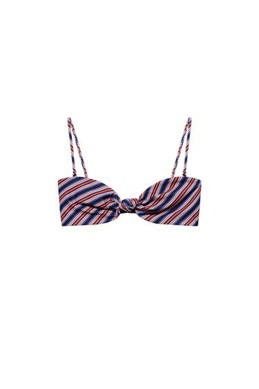 STRIPED KNOT BIKINI TOP - Blue by Zara
