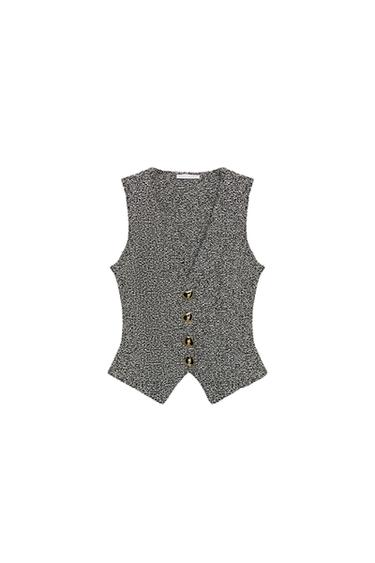 CHALECO ESTRUCTURA BOTONES - Blanco / Negro de Zara